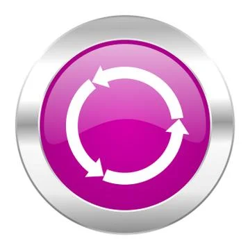 Refresh violet circle chrome web icon isolated. Stock Illustration