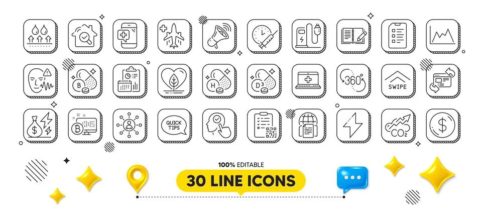 Refresh website, Internet documents and Megaphone line icons pack. For web app Illustrazione stock
