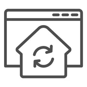 Refresh window line icon. Browser with home silhouette update and Stock Illustration