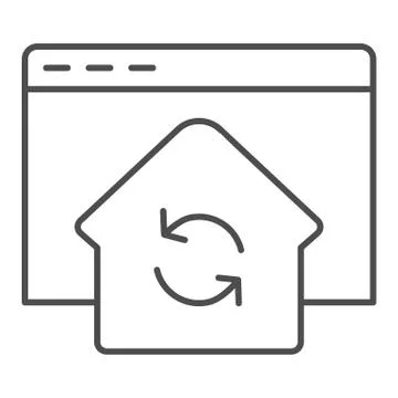 Refresh window thin line icon. Browser with home silhouette update and Stockillustratie