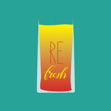 Refresh yellow and orange hand lettering inscription Stock Illustration