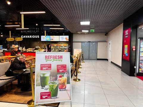 Refresh your journey at Cavarious caf in Rzeszow, Poland with colorful cold.. 스톡 사진