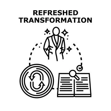 Refreshed transformation process developing new individual skills Stock Illustration