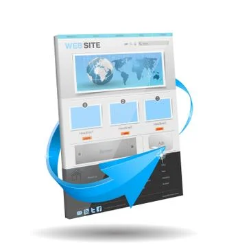 Refreshed website with blue arrow Stock Illustration