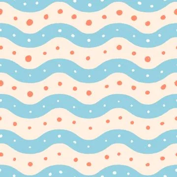 Refreshing abstract wonky wavy dots and lines pattern Stock Illustration