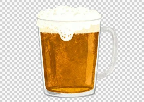 Refreshing amber beer with frothy head in a clear glass mug Stock Illustration