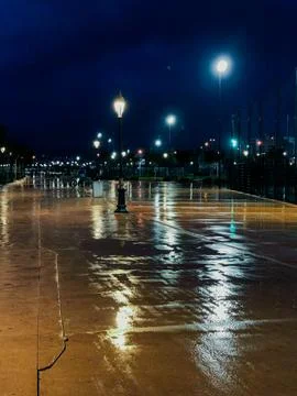 Refreshing and invigorating rainy evening walk through a public park  Stock Photos