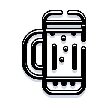 Refreshing beer mug icon with foam details Stock Illustration