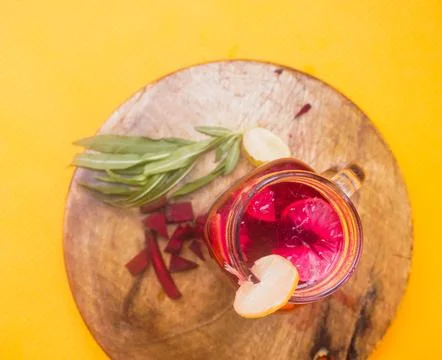 Refreshing beetroot and lemon juice, rich in vitamins, detoxifying properties Stock Photos