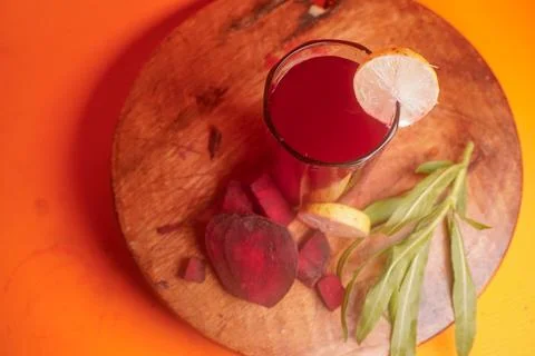 Refreshing beetroot and lemon juice, rich in vitamins, detoxifying properties Stock Photos