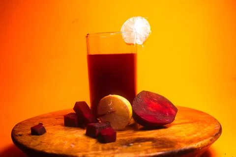 Refreshing beetroot and lemon juice, rich in vitamins, detoxifying properties Stock Photos