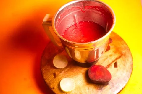 Refreshing beetroot and lemon juice, rich in vitamins, detoxifying properties Stock Photos