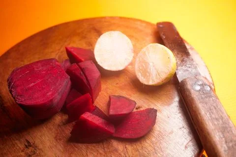 Refreshing beetroot and lemon juice, rich in vitamins, detoxifying properties Stock Photos
