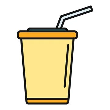 Refreshing beverage drink in a soda cup with straw icon Stock Illustration