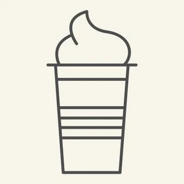 Refreshing beverage glass thin line icon. Smoothie vector illustration isolated Stock Illustration