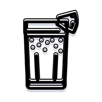 Refreshing beverage with lemon slice and bubbles Stock Illustration