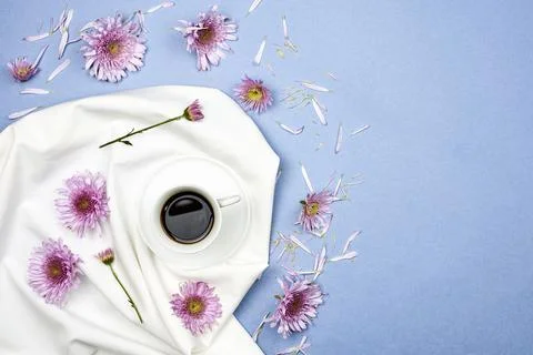 Refreshing black coffee. Cozy spring morning Stock Photos