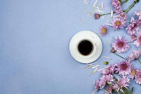 Refreshing black coffee. Cozy spring morning Stock Photos