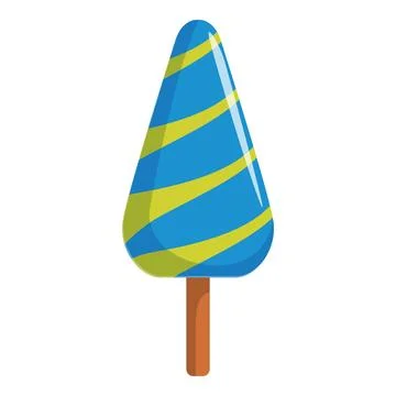 Refreshing blue and yellow popsicle with wooden stick on white background Stock Illustration