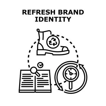 Refreshing brand identity concept developing new business strategy Stock Illustration