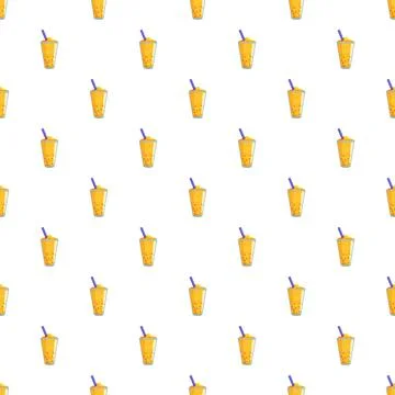 Refreshing bubble milk tea drinks seamless pattern Illustrazione stock