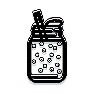 Refreshing bubble tea drink in a mason jar illustration Illustrazione stock