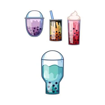 Refreshing bubble tea drinks with tapioca pearls Stock Illustration