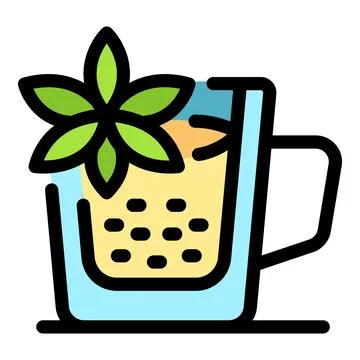 Refreshing bubble tea with mint garnish Stock Illustration