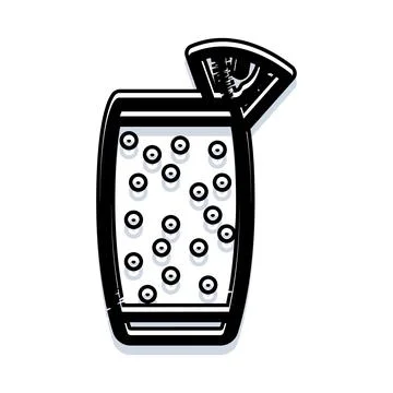 Refreshing bubbly drink with fruit slice icon Stock Illustration