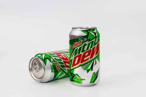 Refreshing cans of diet soft drink placed against simple background for vibrant Stock Photos
