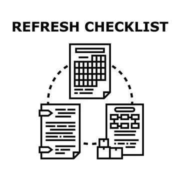 Refreshing checklist concept with data planning process flow Stock Illustration