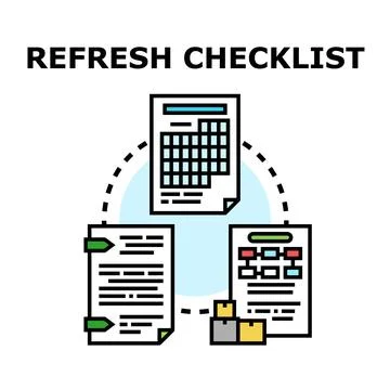 Refreshing checklist concept with data planning process flow Stock Illustration