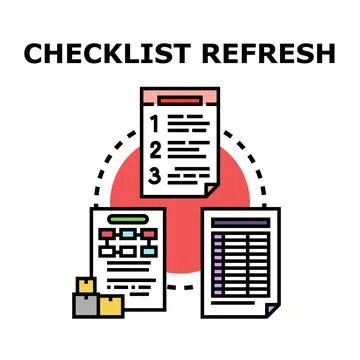Refreshing checklist documents and development process concept Stock Illustration