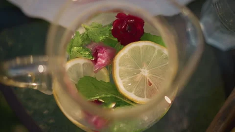 Refreshing citrus blend. Lemon and mint floral infusion. Zesty citrus drink with Stock Footage 329895907