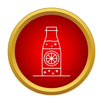 Refreshing citrus drink bottle in line icon style Stock Illustration