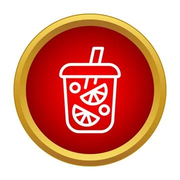 Refreshing citrus drink in a takeaway cup icon Stock Illustration