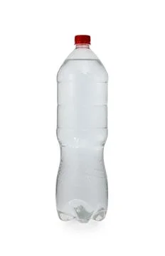 Refreshing clear water in a plastic bottle with a bright red cap, ready to .. Stock Photos
