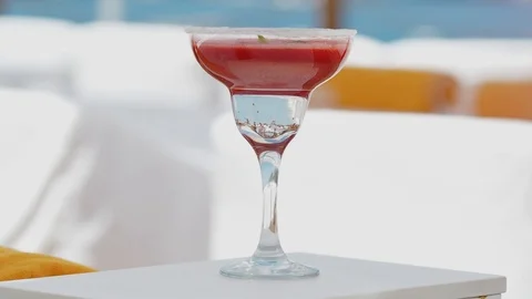 Refreshing cocktail at the beach club Stock Footage 102415564