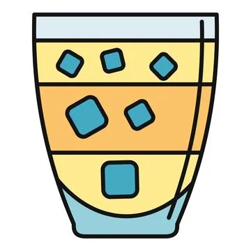 Refreshing cocktail drink with ice cubes in a glass Stock Illustration