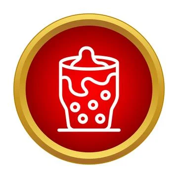 Refreshing cocktail drink icon with bubbles Stock Illustration