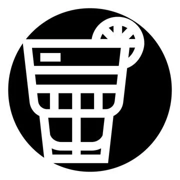 Refreshing cocktail drink with lime slice icon Stock Illustration