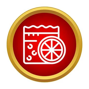 Refreshing cocktail drink with orange slice icon Stock Illustration