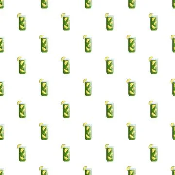 Refreshing cocktail drink seamless pattern tropical background Illustrazione stock