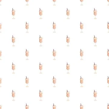 Refreshing cocktail drinks pattern on white background Stock Illustration