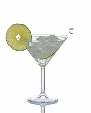 Refreshing Cocktail with Lime on White background Stock Photos