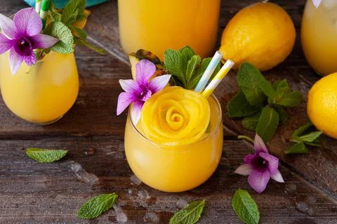 Refreshing cocktail with pineapple Stock Photos