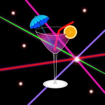 A refreshing cocktail with a slice of orange. Illustrazione stock