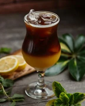 Refreshing coctail with ice cubes Stock Photos