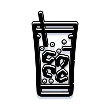 Refreshing cold drink with ice and straw serving beverage Stock Illustration