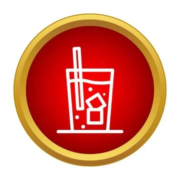 Refreshing cold drink with ice in glass icon Stock Illustration